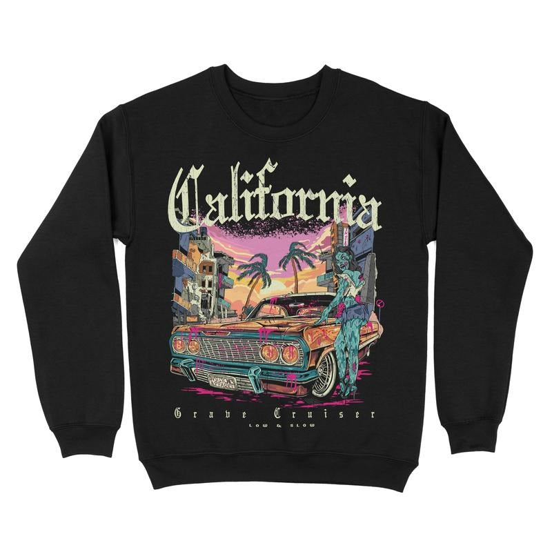 California Low Rider Fleece Crewneck Sweatshirt Graphic T-Shirts, Hoodie | RetroVerseTees.com