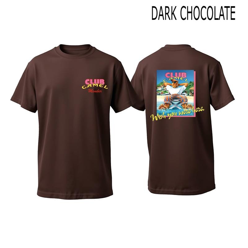 Camel Club Beach Wish You Were Here Doublue Sided T-shirt Men's Short Sleeve Graphic Tee 100% Cotton Casual Crew Neck T-Shirt