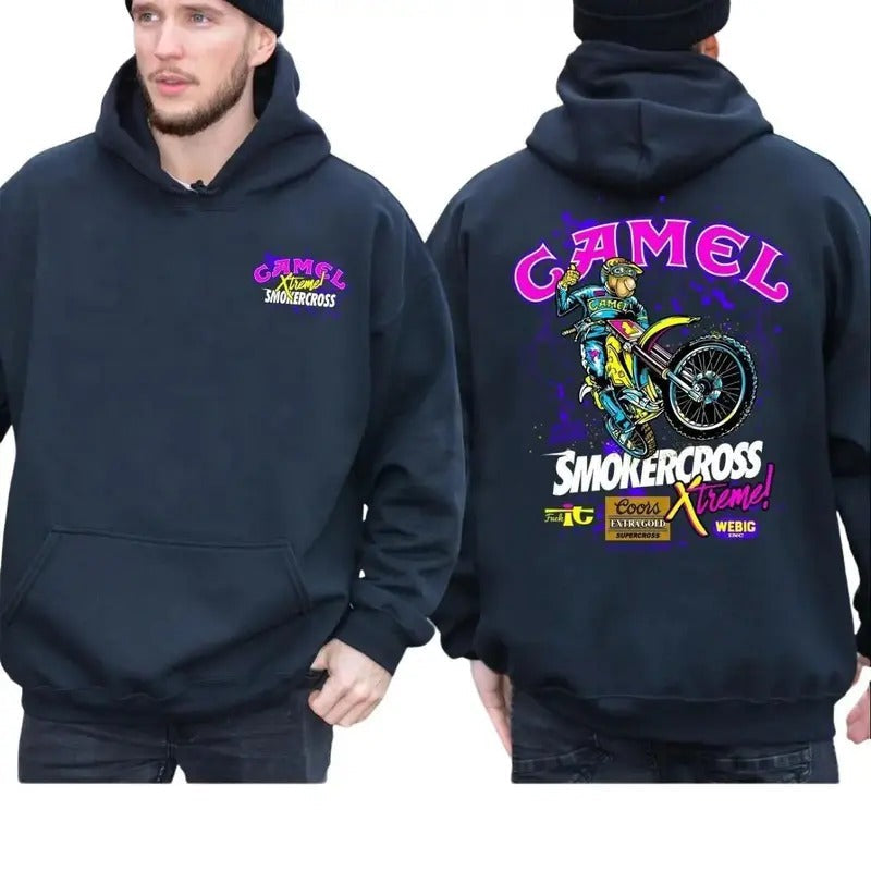 Camel Motor Sport Super Cross Extreme Graphic Hoodie for Men - Classic Fit - Menswear T-Shirts, Sweatshirt