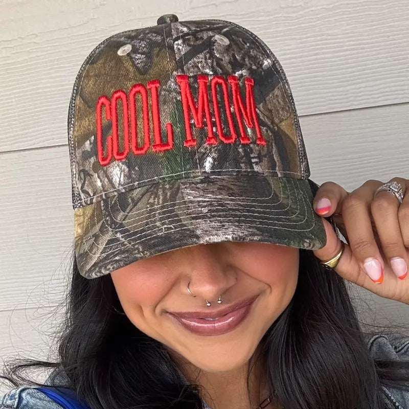 Camo 'Cool Mom' 3D Embroidery Trucker Hat T-Shirts, Hoodie, Sweatshirt | RetroVerseTees.com