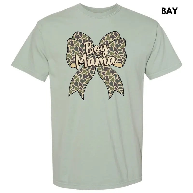 Camo Boy Mama Bow Comfort Colors T-Shirt 'NLB' Hoodie, Sweatshirt | RetroVerseTees.com