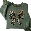 Camo Coquette Bow Sweater, Hunting Coquette Bow Sweatshirt, Camo Dude, Cozy Cotton Crewneck with a Stylish...