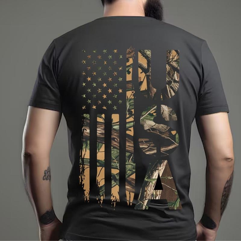 Camo Millitary American Flag USA Shirt for Men, Hunting Season Unisex Tee Hoodie, Sweatshirt | RetroVerseTees.com