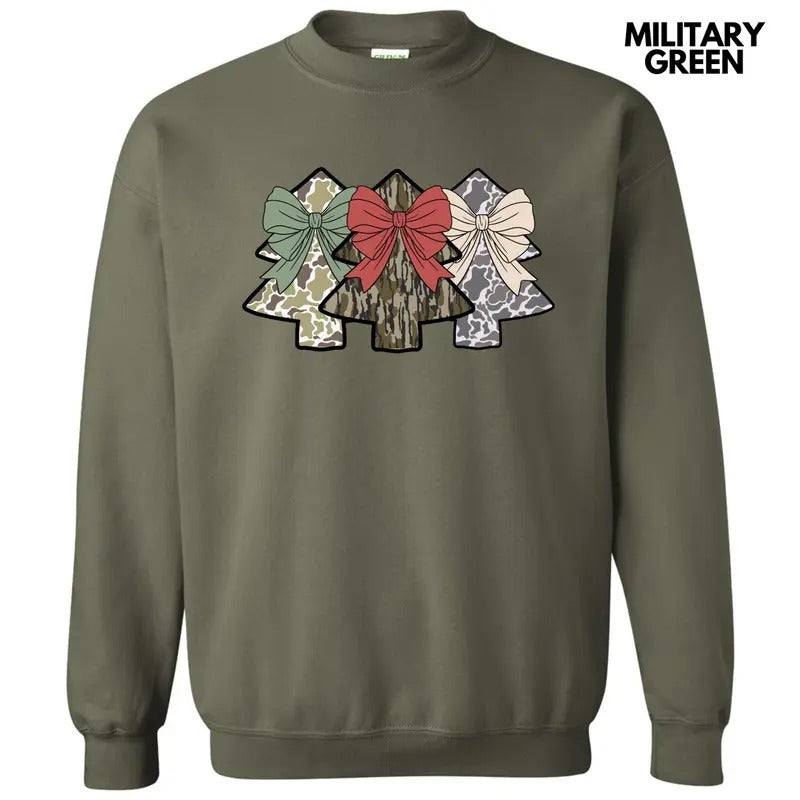 Camo Trio Christmas Trees Sweatshirt 'NLB' T-Shirts, Hoodie | RetroVerseTees.com