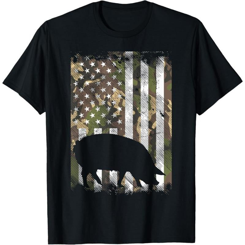 Camo US Flag Pig Vintage Farm Animal Patriotic Farmer Gift T-Shirt made in usa Hoodie, Sweatshirt | RetroVerseTees.com