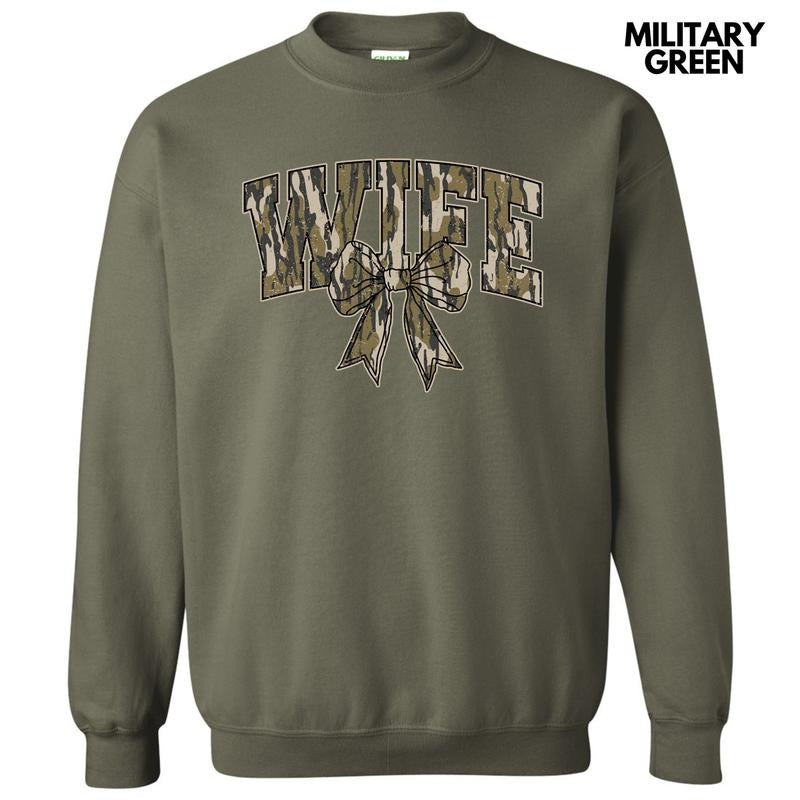 Camo Wife Coquette Sweatshirt 'NLB T-Shirts, Hoodie | RetroVerseTees.com