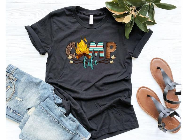Camp Life Shirt, Happy Camping Shirt, Camping Fire Shirt, Camper Shirt, Nature Lover Shirt, Hiking Gifts, Glamping Shirt,...