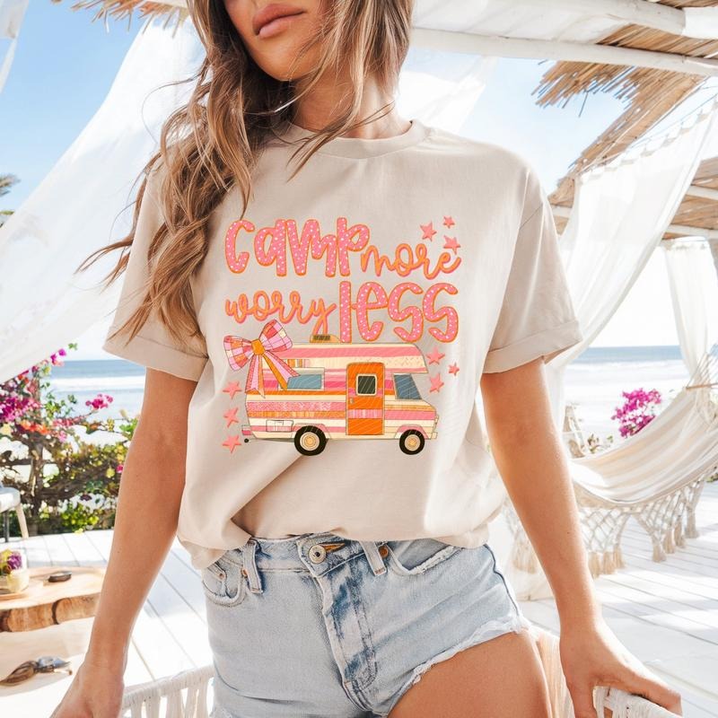 Camp More Worry Less DTF Transfers - THIS IS NOT A SHIRT Hoodie, Sweatshirt | RetroVerseTees.com
