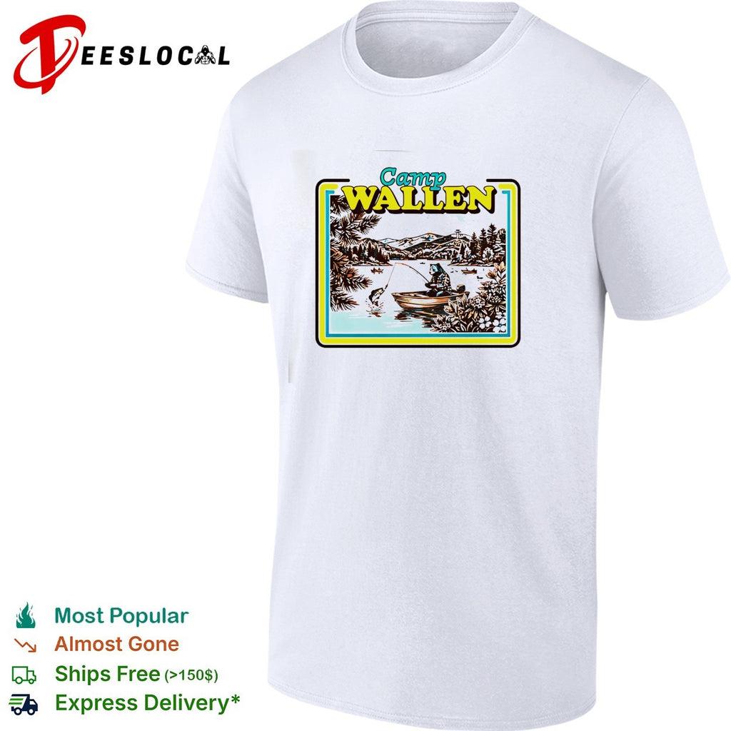 Camp Wallen bear fishing lake mountains shirt