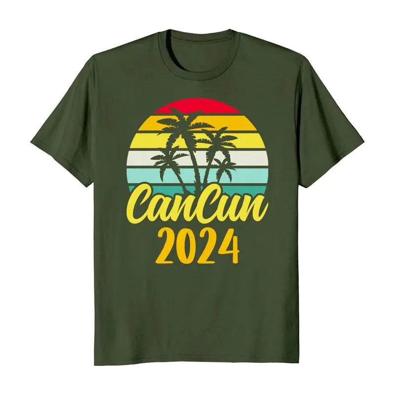 Cancun 2024 Mexico Vacation Trip Men's T-Shirt Casual Crewneck Hoodie, Sweatshirt | RetroVerseTees.com
