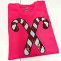 Candy Cane Christmas Patch Sweatshirt --- HOT PINK T-Shirts, Hoodie | RetroVerseTees.com