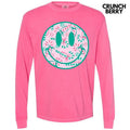 Candy Cane Happy Face Long Sleeve Comfort Colors T-Shirt 'NLB' Hoodie, Sweatshirt | RetroVerseTees.com