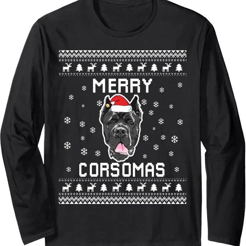 Cane Corso Dog Owner Ugly Christmas Sweater for Holidays Long Sleeve T-Shirt Hoodie, Sweatshirt | RetroVerseTees.com