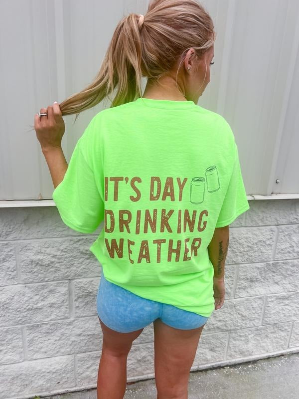 Cans Day Drinking Weather Graphic Tee Hoodie, Sweatshirt | RetroVerseTees.com