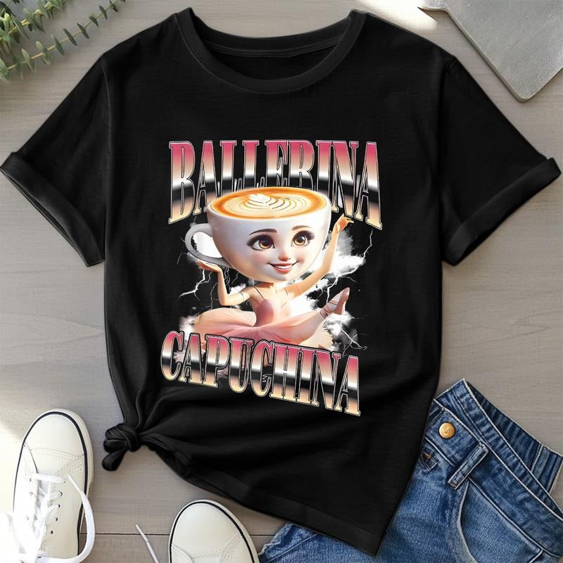 Cappuccina Spiky hair fighters Shirts, Italian Brainrot Shirt, Bootleg Rap Tee, Cappuccino Meme TShirt, Weird Funny...