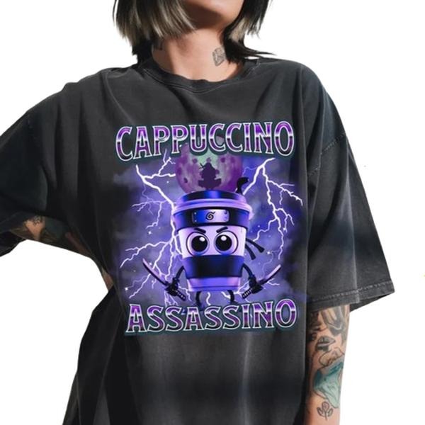 Cappuccino Assasino Italian Brainrot Funny Shirt, Cappuccino Meme T-Shirt, Trending Unisex Tee Hoodie, Sweatshirt