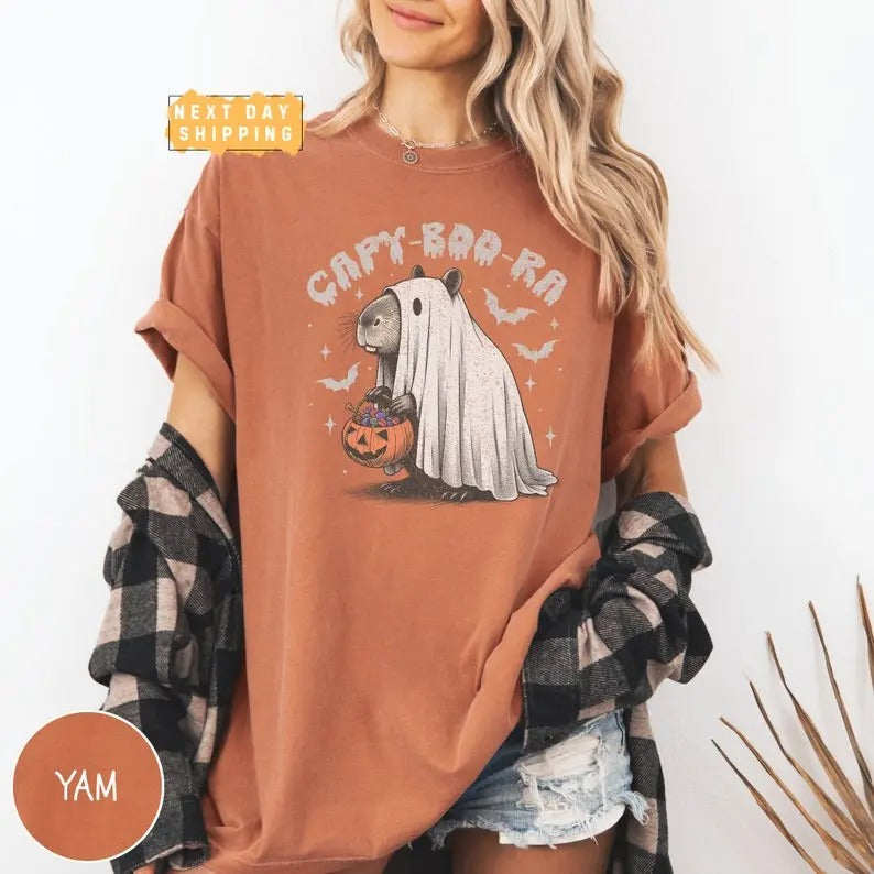 Capy-Boo Ra Halloween Vintage Shirt, Comfort Colors Cute Fall Shirt, Womens Tee, Cute Capy Fall Shirt, Spooky Shirt, Gift...