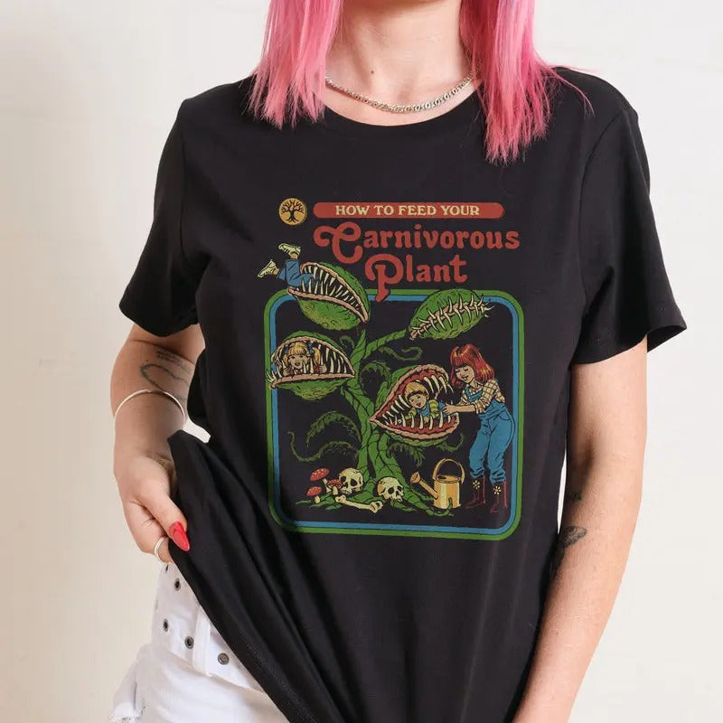 Carnivorous Plant T-Shirt, Vintage Bootleg, Vintage Shirt, Funny Shirt, Retro Streetwear Shirt, Gifts Suitable for Men &...