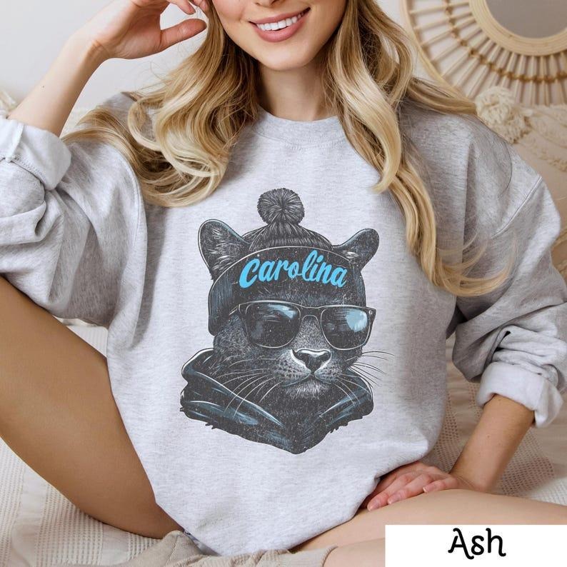 Carolina Spiky hair fighters Crewneck Sweatshirt, Vintage Sports Fan Apparel, Trendy Game Day Gift, Unisex Carolina...