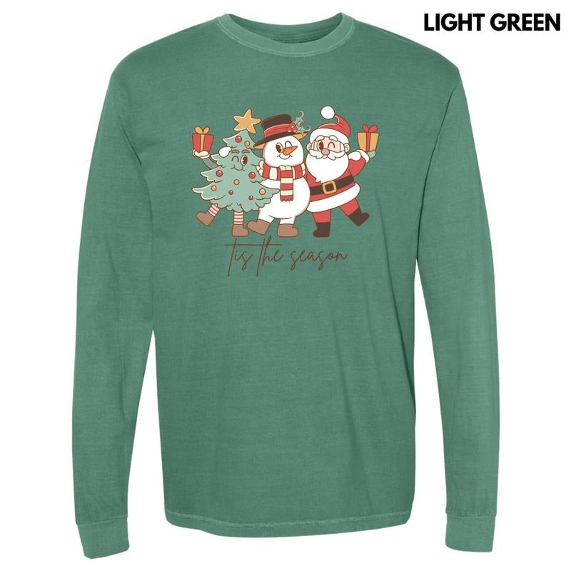 Cartoon Christmas Tis The Season Long Sleeve Comfort Colors T-Shirt 'NLB' Hoodie, Sweatshirt | RetroVerseTees.com