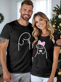 Cartoon Print Couple Tee, Casual FOG Comfortable Round Neck Short Sleeve T-shirt for Daily Wear, Couple Clothing for...