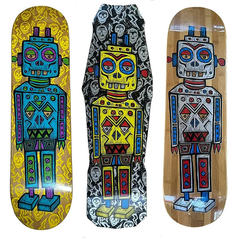 Carve Forever! Robot Woodcut Skateboard Deck T-Shirts, Hoodie, Sweatshirt | RetroVerseTees.com