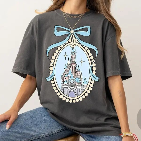 Castle With Blue Coquette Shirt, Princess Castle Sketch Shirt Magic Shirt Hoodie, Sweatshirt | RetroVerseTees.com