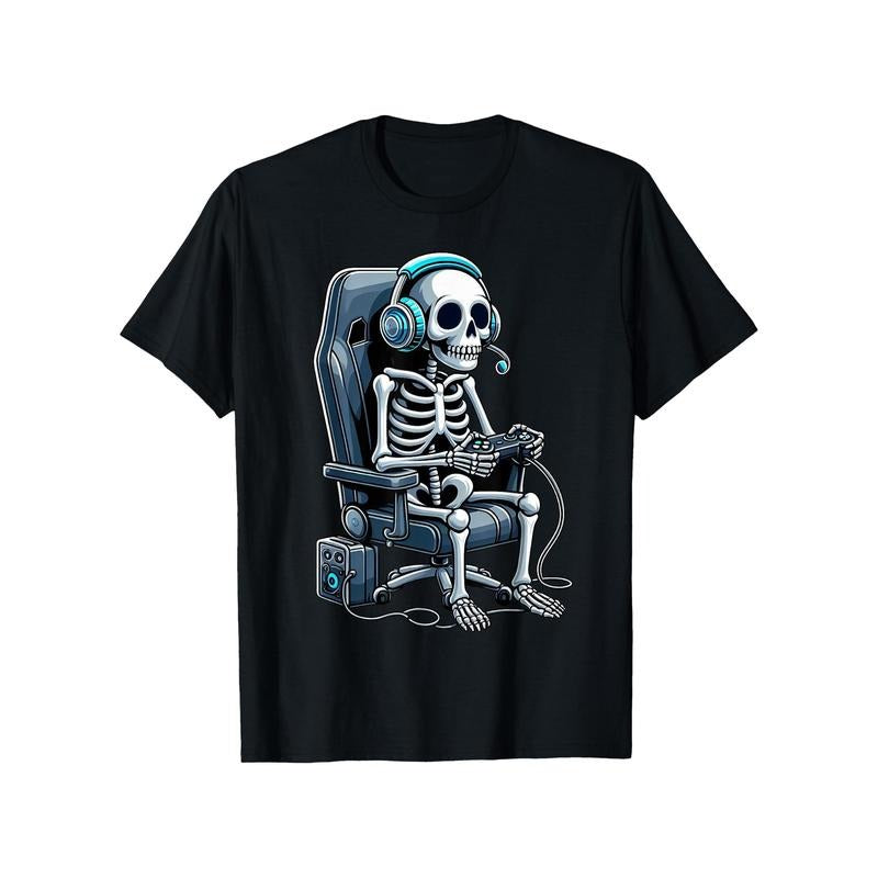 Casual Gaming Skeleton Crew Neck T-Shirt