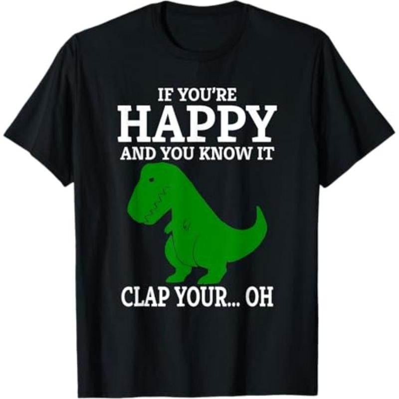 Casual Lightsaber brand-shirt Lightsaber brand Rex If You're Happy Gunpla brand You Know Mouthless cat Clap Your Green...