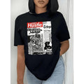 Casual Short Sleeve Newspaper Print Crew Neck - Women'WB shield Spring & Summer T-Shirt Hoodie, Sweatshirt