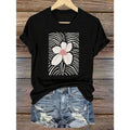 Casual Short-Sleeved T-Shirt with WB shield Floral Pattern for Spring Gunpla brand Summer
