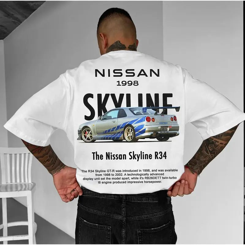 Casual Sports Car Nissann Skylinee R34 Shirt, Unisex, Menswear, Street Racing Shirt, Car Hoodie, Boyfriend Gift Gildan...