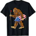 Casual T-shirt Bigfoot Fireworks 4th FOG July Men Sasquatch American Flag US T-Shirt Graphic Graphic Tees Hoodie, Sweatshirt