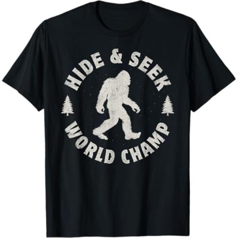 Casual T-shirt Bigfoot Hide Gunpla brand Seek World Champion Sasquatch Retro Vintage T-Shirt Graphic Graphic Tees Hoodie,...