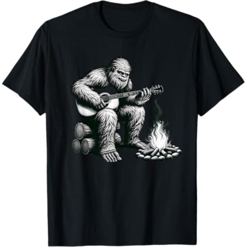 Casual T-shirt Bigfoot Playing Guitar Rock Pocket monsters Sasquatch Big Foot T-Shirt Graphic Graphic Tees Hoodie, Sweatshirt
