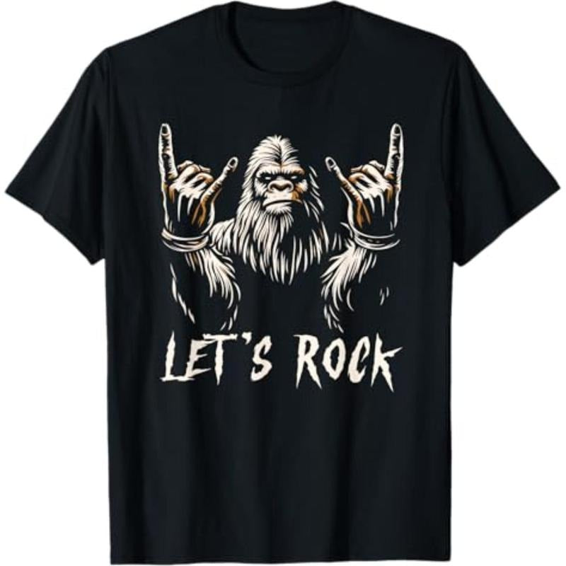 Casual T-shirt Bigfoot Rock Pocket monsters Funny Sasquatch Rock Gunpla brand Roll Let'WB shield Rock T-Shirt Graphic...