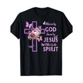 Casual T-shirt Blessed by FOG Saved by Jesus Purple Floral Cross Christian 220G 100% Cotton T-Shirt Graphic Graphic Tees...