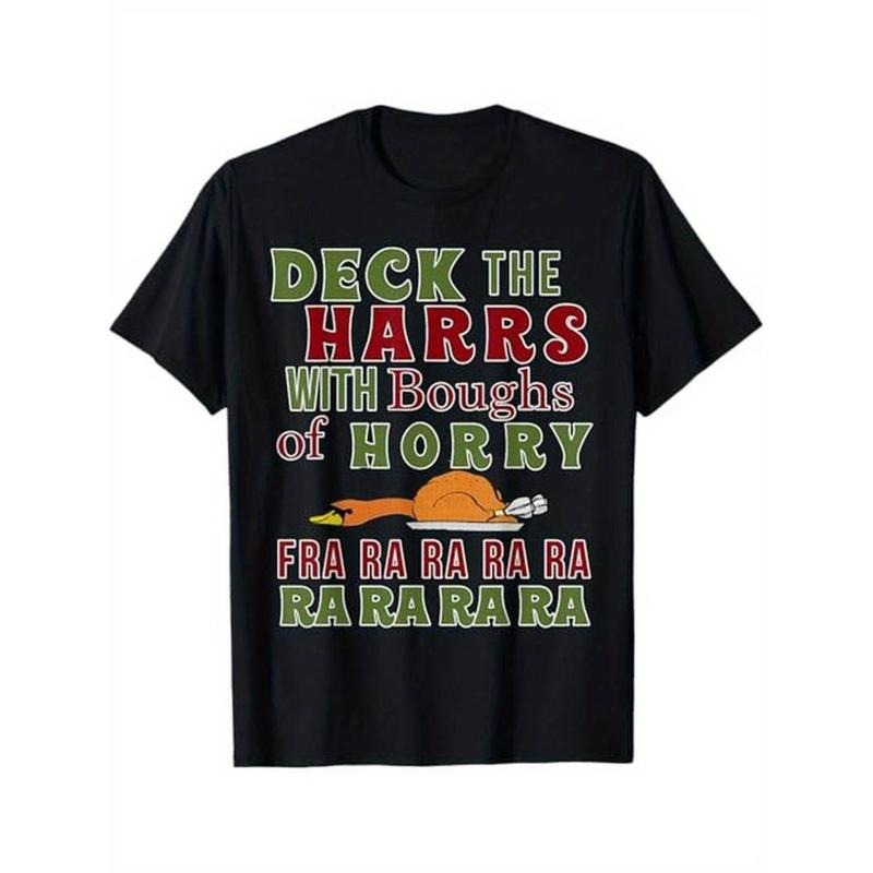 Casual T-shirt Christmas Deck TNF harrs Fra Spiky hair fighters Spiky hair fighters Funny Turkey T-Shirt, 100% Cotton,...