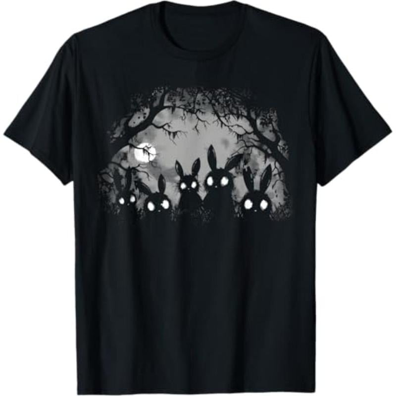 Casual T-shirt Creepy Cute Bunny Rabbits Alt Goth Grunge Horror TNF T-Shirt, Small, Black Graphic Menswear Hoodie, Sweatshirt
