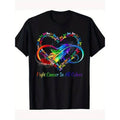 Casual T-shirt Fight Cancer Red plumber brand Spiky hair fighters Color Fight Cancer TNF Ribbons 220g 100% Cotton T-Shirt...