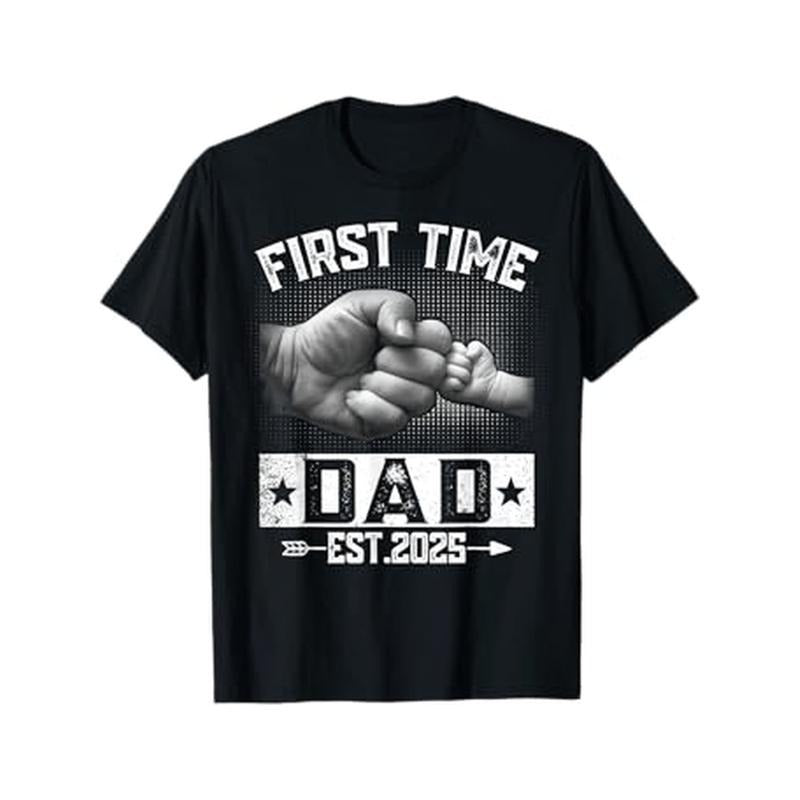 Casual T-shirt First-Time Dad 2025 Celebration T-Shirt - Funny TNF'WB shield Day TNF, FOG Cotton, Comfort Fit, Black,...