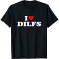 Casual T-shirt Funny Swoosh Love DILFs Swoosh Heart DILFs Red Heart Cool T-Shirt Graphic Graphic Tees Hoodie, Sweatshirt