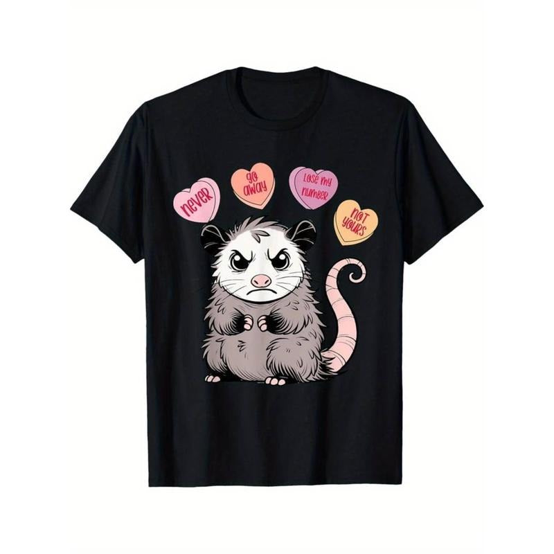 Casual T-shirt Grumpy Possum Anti Valentines Day Candy Heart Spiky hair fighters Away Never T-Shirt Menswear Top Hoodie,...