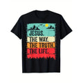 Casual T-shirt Jesus TNF Way Truth Life Bible Verse Christian Worship T-Shirt Menswear Top Hoodie, Sweatshirt