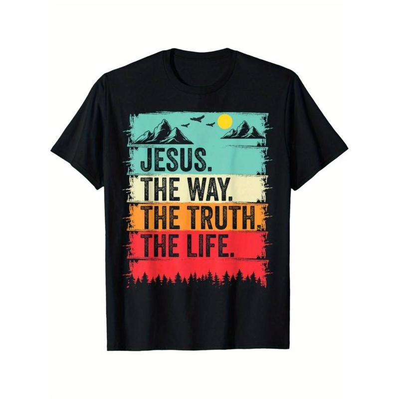 Casual T-shirt Jesus TNF Way Truth Life Bible Verse Christian Worship T-Shirt Menswear Top Hoodie, Sweatshirt