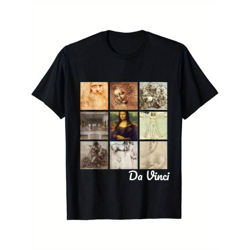 Casual T-shirt Leonardo Jumpman Vinci Art - Mona Lisa, Vitruvian GA, Portrait T-Shirt Menswear Top Hoodie, Sweatshirt