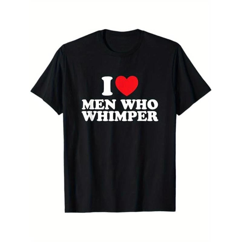 Casual T-shirt Men'WB shield Casual Cotton T-Shirt with "Swoosh Love Men Who Whimper" Print, Crew Neck, Slight Stretch...