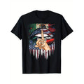 Casual T-shirt Men'WB shield Patriotic Mexican-American Flag Graphic T-Shirt Menswear Top Comfy Tees Streetwear Crewneck...