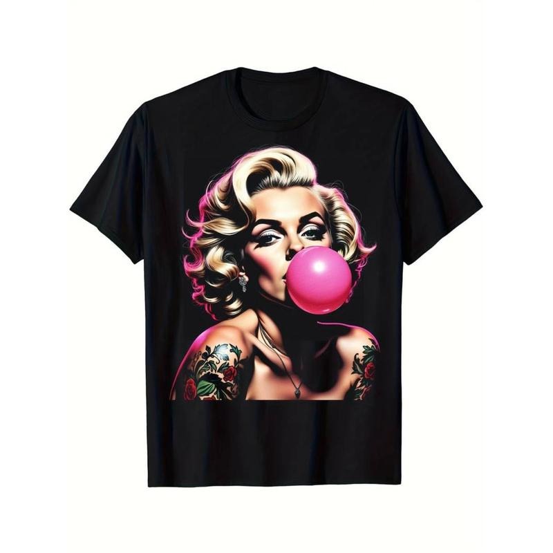 Casual T-shirt Men'WB shield Vintage Pin-Up Tattoo Graphic T-Shirt