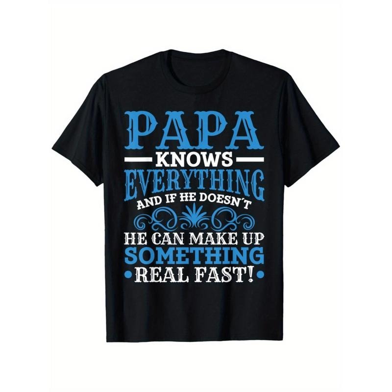 Casual T-shirt Mens Papa Knows Everything Funny TNF Day Dad Birthday T-Shirt Dad Knows Everything T-Shirt Comfy Menswear...
